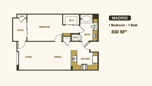 One Bedroom Layout 1C